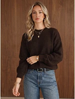 Dámsky oversize sveter s vlnou, čokoládová farba, FashionStreet MY2650 Dámsky oversize sveter s vlnou, čokoládová farba, FashionStreet MY2650