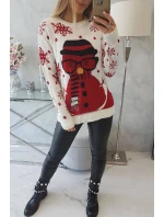 Vianočný sveter so snehuliakom vo farbe ecru