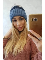 Fleecová čiapka Bojana K265 denim+modrá+svetlo šedá