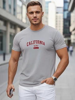 Pánske bavlnené tričko s potlačou „California“, sivé, FashionStreet NX5140R