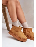 Niskie Śniegowce Damskie Na Platformie Ocieplane Futerkiem Camel Saldren Niskie Śniegowce Damskie Na Platformie Ocieplane Futerkiem Camel Saldren