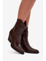 Dámské Kovábojky Eko Kůže Na Podpatku Čokoládové Sorelia