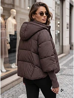 Dámska zimná prešívaná bunda s kapucňou, hnedá, FashionStreet TY5896