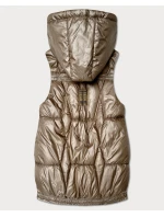 Dámska krátka bunda bez rukávov s odnímateľnou kapucňou Goodlookin béžová (B8258-12)