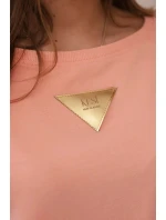 Bavlnená blúzka s volánikmi na ramenách marhuľová