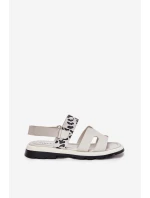 Skórzane Sandały Damskie Na Płaskim Obcasie Panterka Vinceza 66780 Beżowe