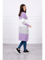 Pruhovaný sveter fialová+ecru