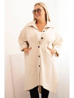 Dámska bunda Punto Plus Size s bavlnou a gombíkmi béžová