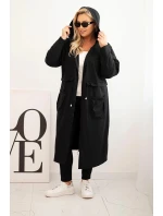 Dámska bavlnená mikina s kapucňou a vreckami v čiernej farbe