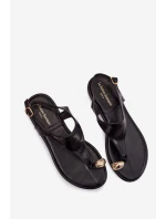Dámské sandály na nízkém podpatku se zlatým detailem Černé Talorina