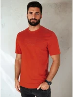 Pánske oranžové bavlnené tričko s potlačou FashionStreet RX5411