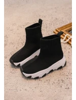 Skarpetkowe Buty Sportowe Dziecięce Czarno-Białe Zaelin