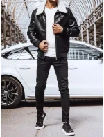 Pánska kožená bunda čierna FashionStreet TX4233