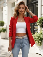 Klasické dámske sako s nabranými rukávmi, červené, FashionStreet PY0152 Klasické dámske sako s nabranými rukávmi, červené, FashionStreet PY0152