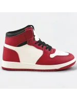 Červeno-biele dámske tenisky sneakers nad členky (XA069)