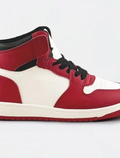 Červeno-biele dámske tenisky sneakers nad členky (XA069)