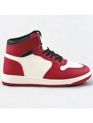 Červeno-biele dámske tenisky sneakers nad členky (XA069)