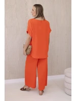 Súprava s náhrdelníkom blúzka + nohavice tmavo oranžová Súprava s náhrdelníkom blúzka + nohavice tmavo oranžová