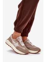 Zamszowe Buty Sportowe Damskie Na Platformie Vinceza 66720 Beżowe