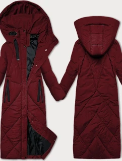 Dámska zimná bunda pod kolená J Style Burgundy (5M3232-1)