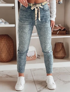 Dámske džínsové nohavice slim fit s opaskom FLORAJIN blue FashionStreet UY2463