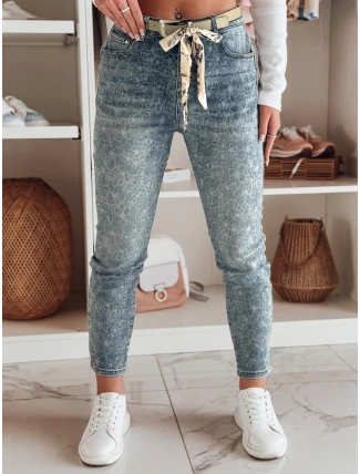 Dámske džínsové nohavice slim fit s opaskom FLORAJIN blue FashionStreet UY2463 Dámske džínsové nohavice slim fit s opaskom FLORAJIN blue FashionStreet UY2463