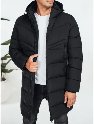 Pánska zimná bunda s kapucňou čierna prešívaná TX5070