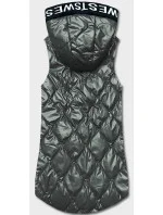 Dámska khaki bunda bez rukávov s kapucňou (B8149-11)