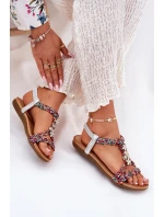 Sandały Damskie Płaskie Z Plecionymi Paskami I Przypinkami Artiker 54C1322 Multikolor