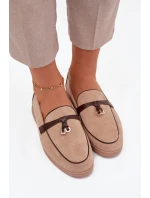 Mokasyny Loafersy Dámské Z Eko Zamszu Béžové Darwen