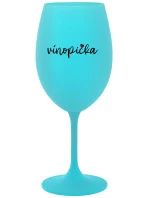 VÍNOPIČKA - tyrkysová sklenice na víno 350 ml