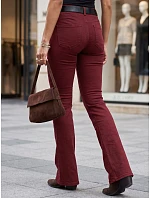 Dámske džínsy so rozšírenými nohavicami, s opaskom a vysokým pásom, vínové, FashionStreet UY3111 Dámske džínsy so rozšírenými nohavicami, s opaskom a vysokým pásom, vínové, FashionStreet UY3111
