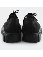Čierne ažúrové šnurovacie topánky (AA37)