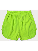Dámske športové šortky v neónovo zelenej farbe (8K951-153)