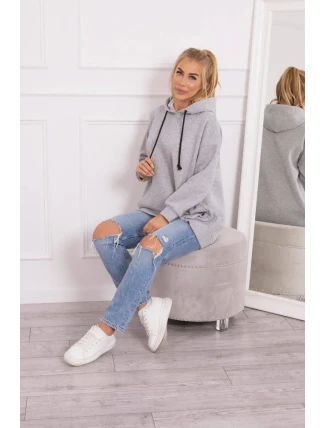 Zateplená mikina so zapínaním na cvoky sivá