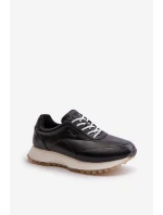 Damskie Sneakersy Buty Sportowe Z Eko Skóry Big Star OO274024 Hi-Poly System Czarne