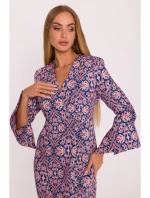 M877 Šaty s potlačou a širokými manžetami - model 3