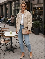 Dámska semišová bunda bomber béžová FashionStreet TY5653 Dámska semišová bunda bomber béžová FashionStreet TY5653