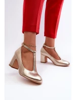 Czółenka Z Eko Skóry Na Słupku Złote Raniyah