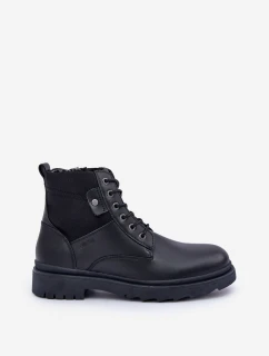 Skórzane Ocieplane Trapery Botki Męskie Big Star OO174166 Czarne