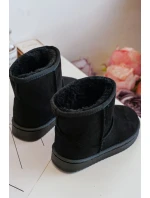 Ocieplane Czarne Dziecięce Młodzieżowe Botki Śniegowce Gooby