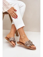 Dámske ploché papuče na podpätku 40381 Taupe - Zazoo