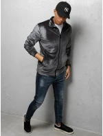 Pánska sivá velúrová mikina FashionStreet BX5535 Pánska sivá velúrová mikina FashionStreet BX5535