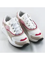 Ružové šnurovacie sneakersy s farebnými vsadkami (6346)