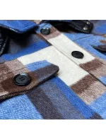 Svetlomodrá dámska károvaná košeľová bunda (AG3-1813) Svetlomodrá dámska károvaná košeľová bunda (AG3-1813)