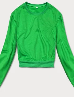 Tenká krátka zelená dámska tepláková mikina (8B938-27)