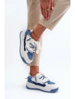 Sneakersy Damskie Na Platformie Niebieskie Moariella
