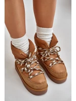 Zamszowe Śniegowce Damskie Z Grubym Sznurowaniem D.Franklin DFSH375003 Brązowe