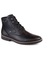 Rieker M RKR624 čierne vlnené zateplené kožené nepremokavé topánky