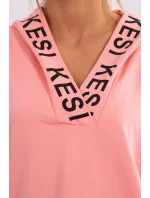 Marhuľové šaty s kapucňou a potlačou